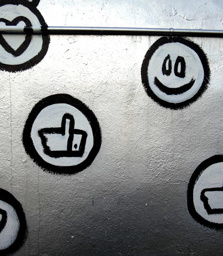 Facebook reaction painted on wall