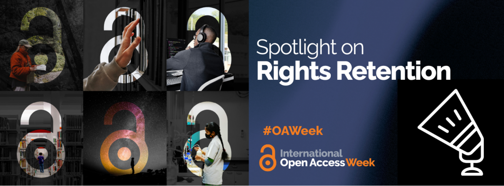 Open Access Week 2025, images of locks with caption "Sportlight on Rights Retention".